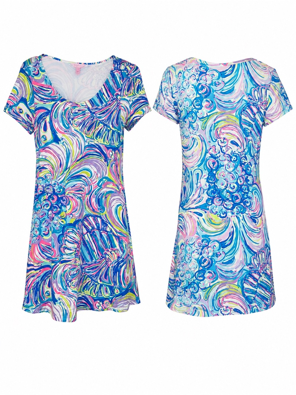 Lilly Pulitzer Tammy Dress Multi Gillty Pleasure Swirl Print Dress Size S 💚🩵💙💙🩷💜